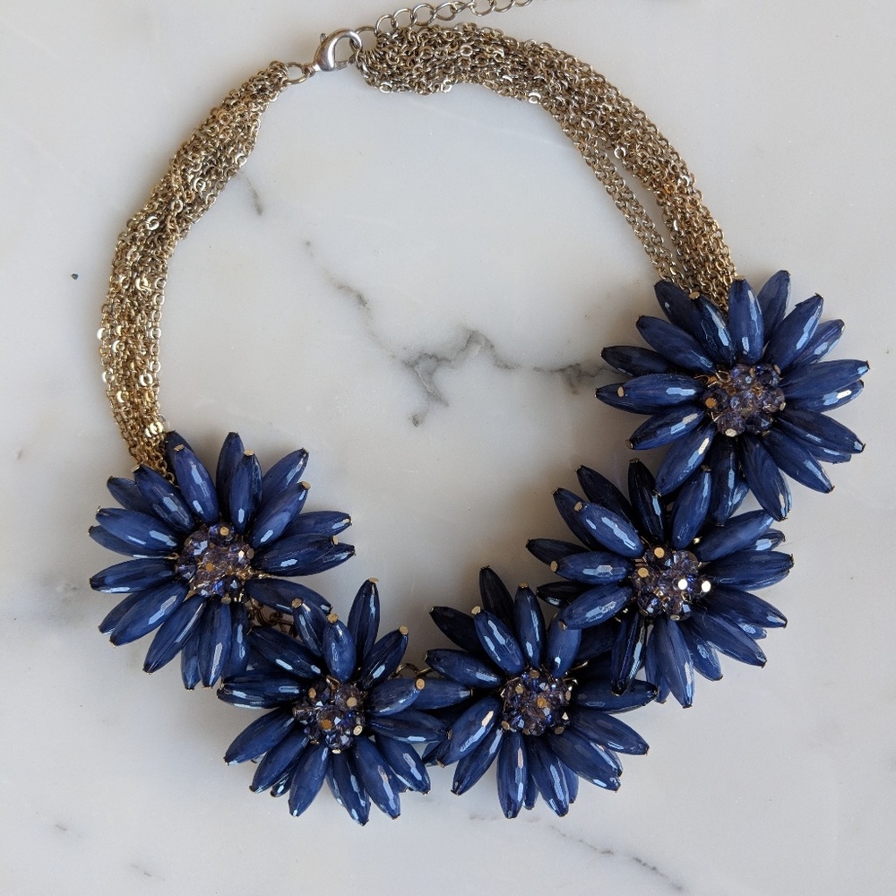 Statement Blue Flower Necklace